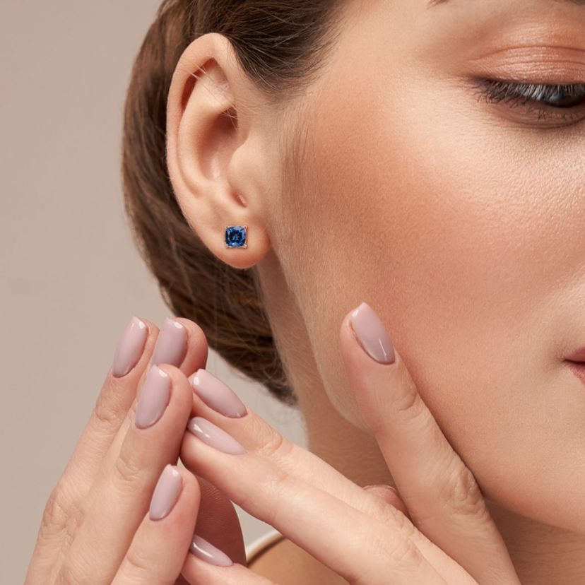 London Blue Topaz and Diamond Accent Stud Earrings in 10K Rose Gold