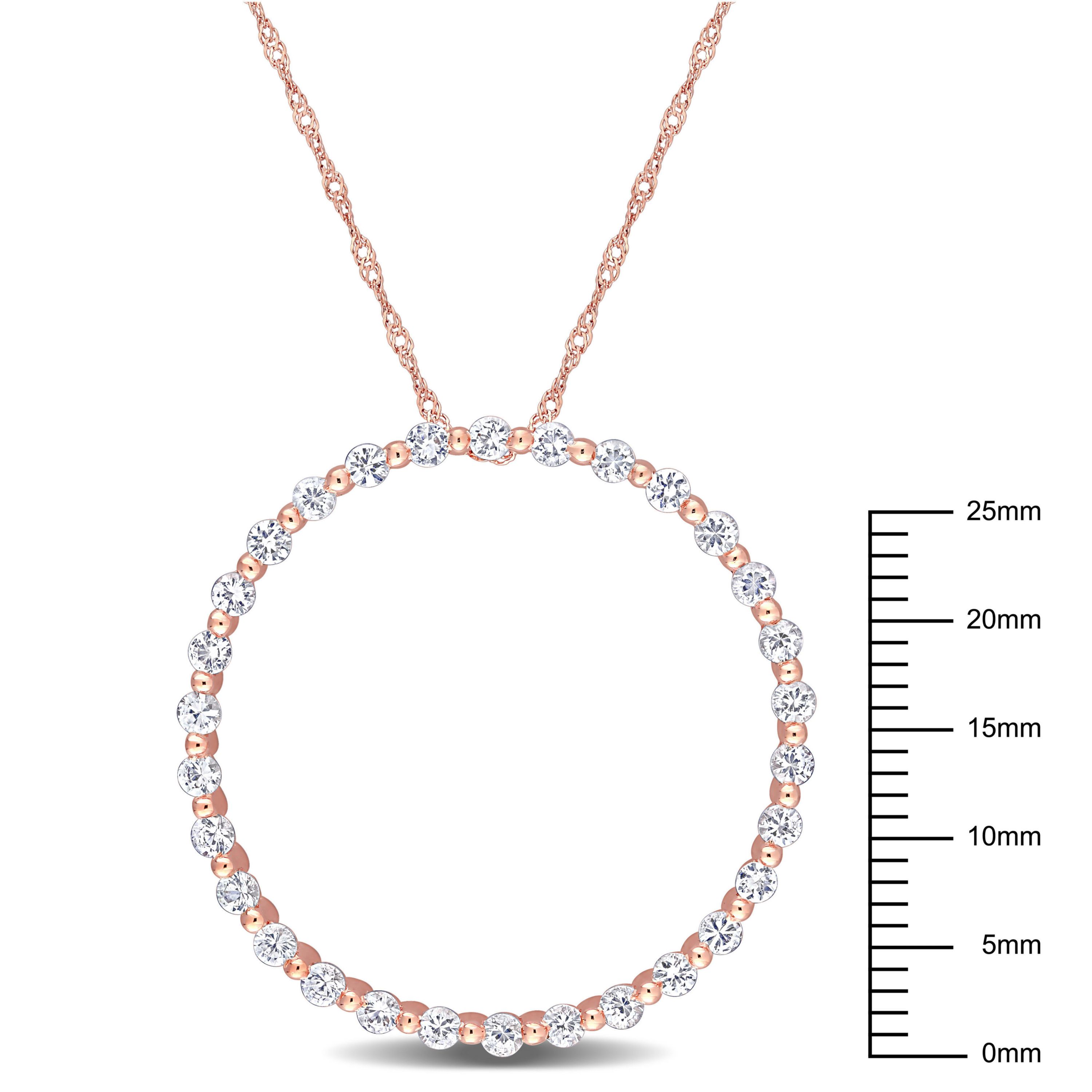 White Sapphire Circle of Life Pendant with Chain in 10K Rose Gold