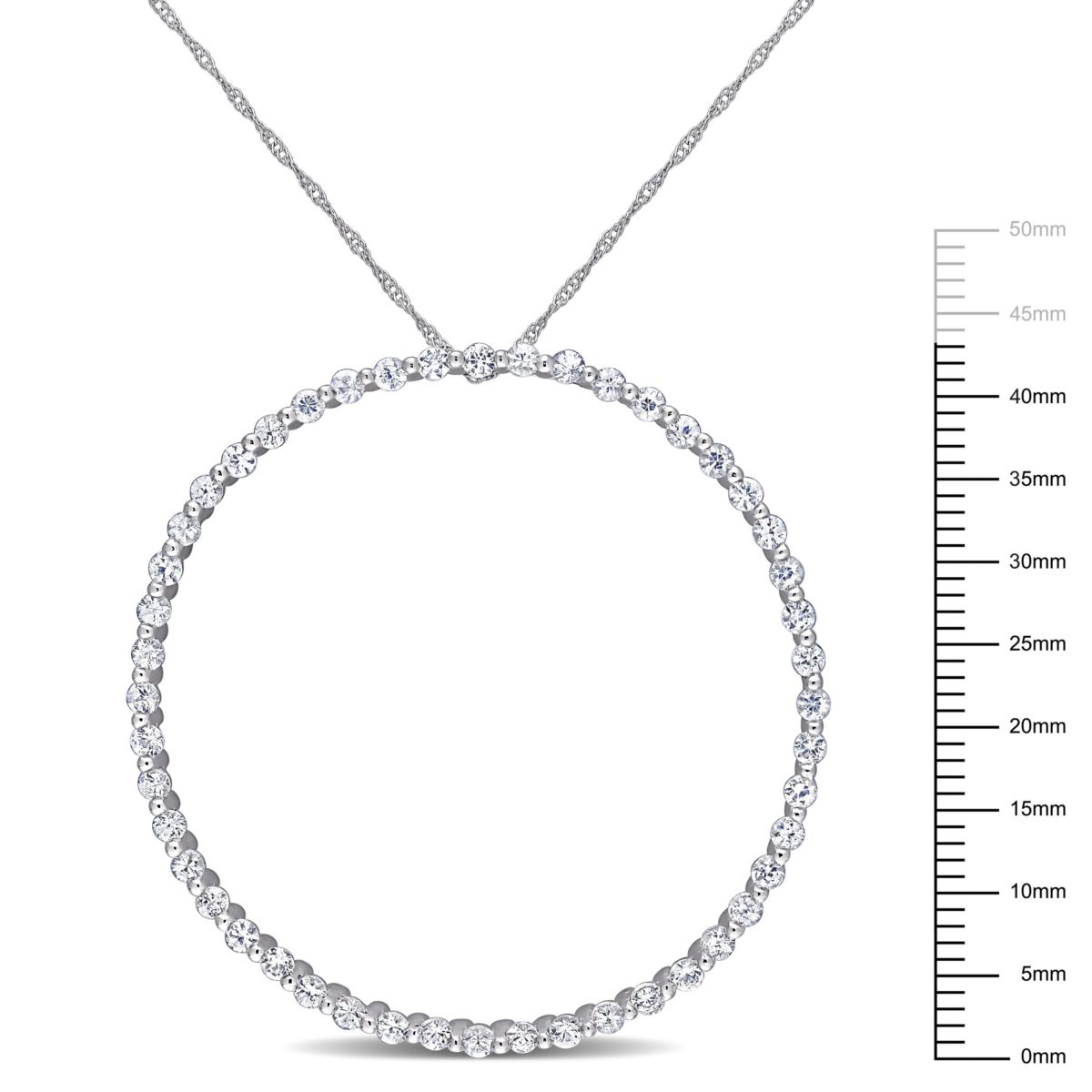 White Sapphire Circle of Life Pendant with Chain in 10K White Gold
