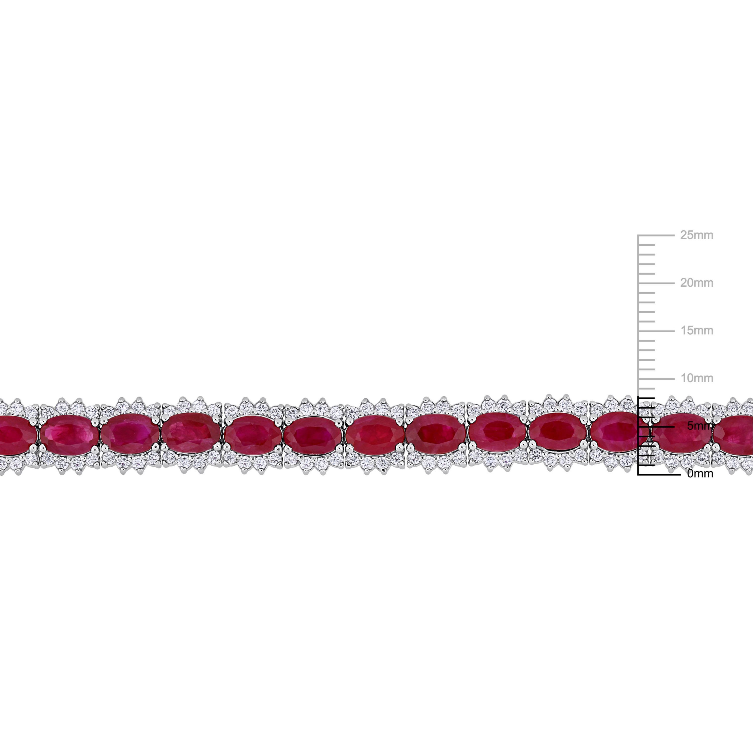 Ruby and 2.24 ct. t.w. Diamond Tennis Bracelet in 14K White Gold