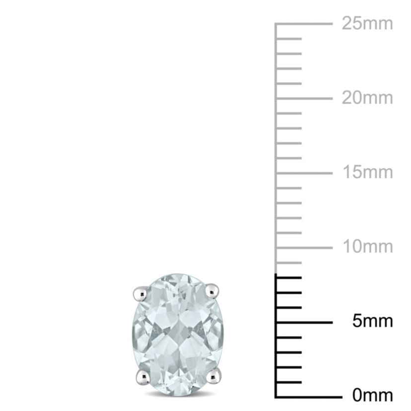 Aquamarine Solitaire Stud Earrings in 14K White Gold