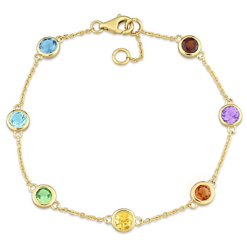 Multi-Gemstones by the Yard Bracelet in 14K Yellow Gold