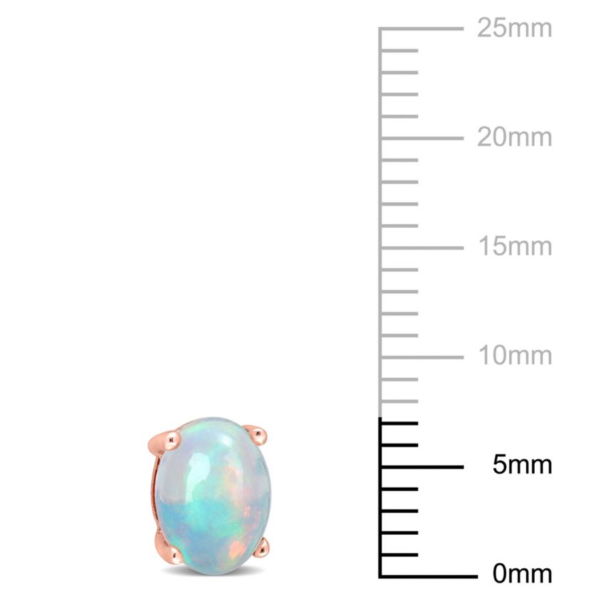 Blue Ethiopian Opal Stud Earrings in 10K Rose Gold