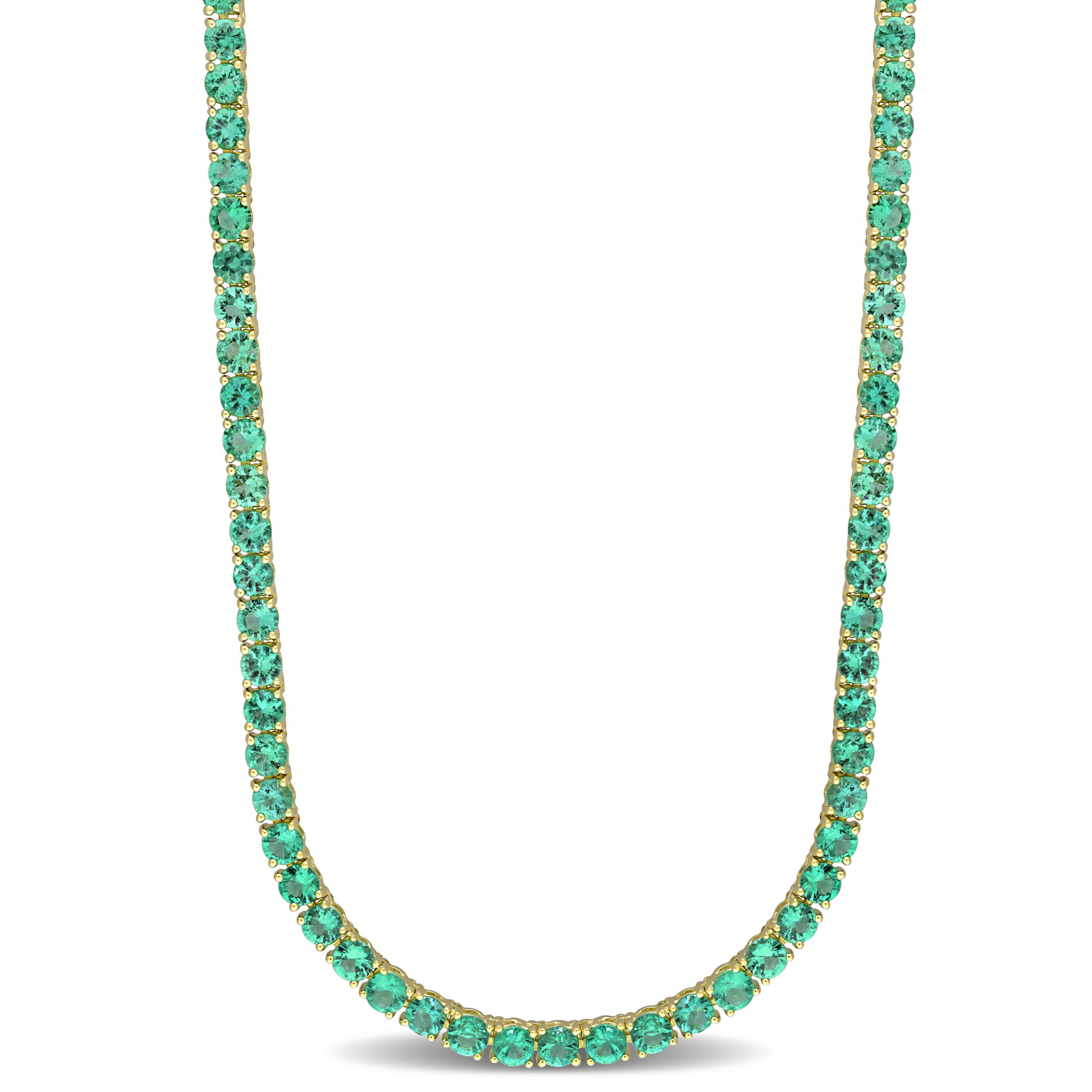 Emerald Tennis Necklace in 14K Yellow Gold