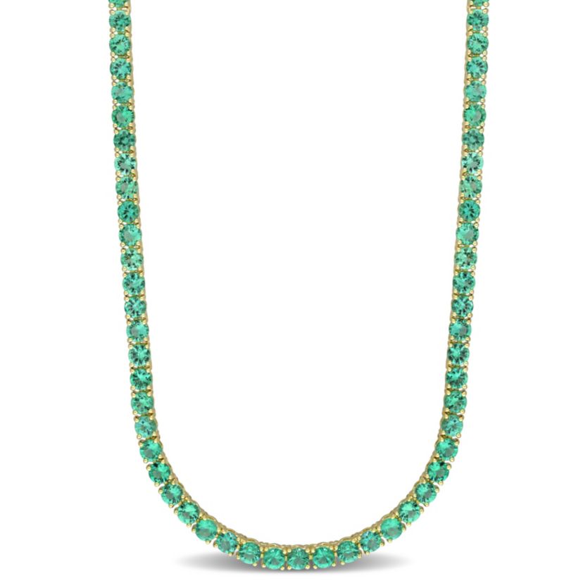 Emerald Tennis Necklace in 14K Yellow Gold