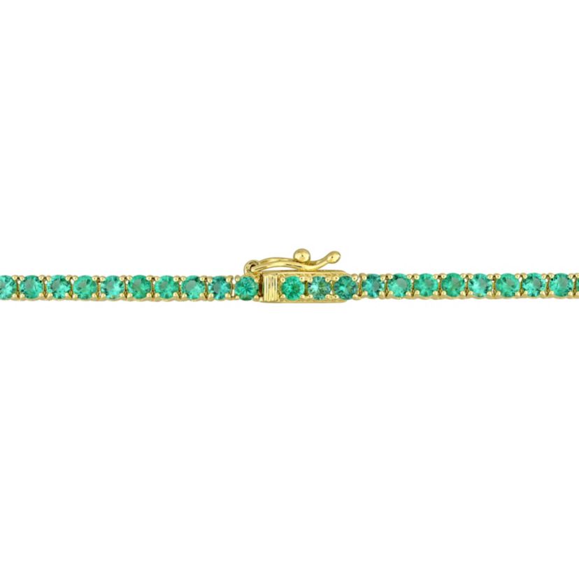 Emerald Tennis Necklace in 14K Yellow Gold