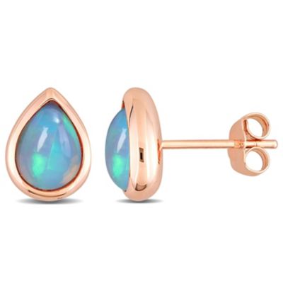 Belk & Co Blue Ethiopian Opal Stud Earrings in 10K Rose Gold