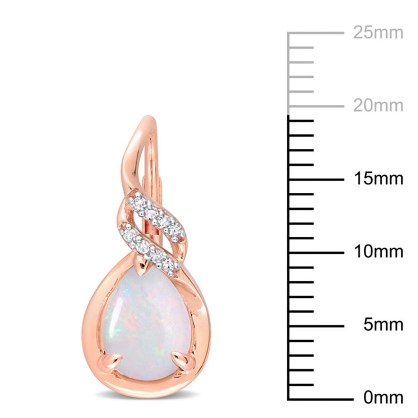 Opal and Diamond Accent Twist Earrings in 10K Rose Gold