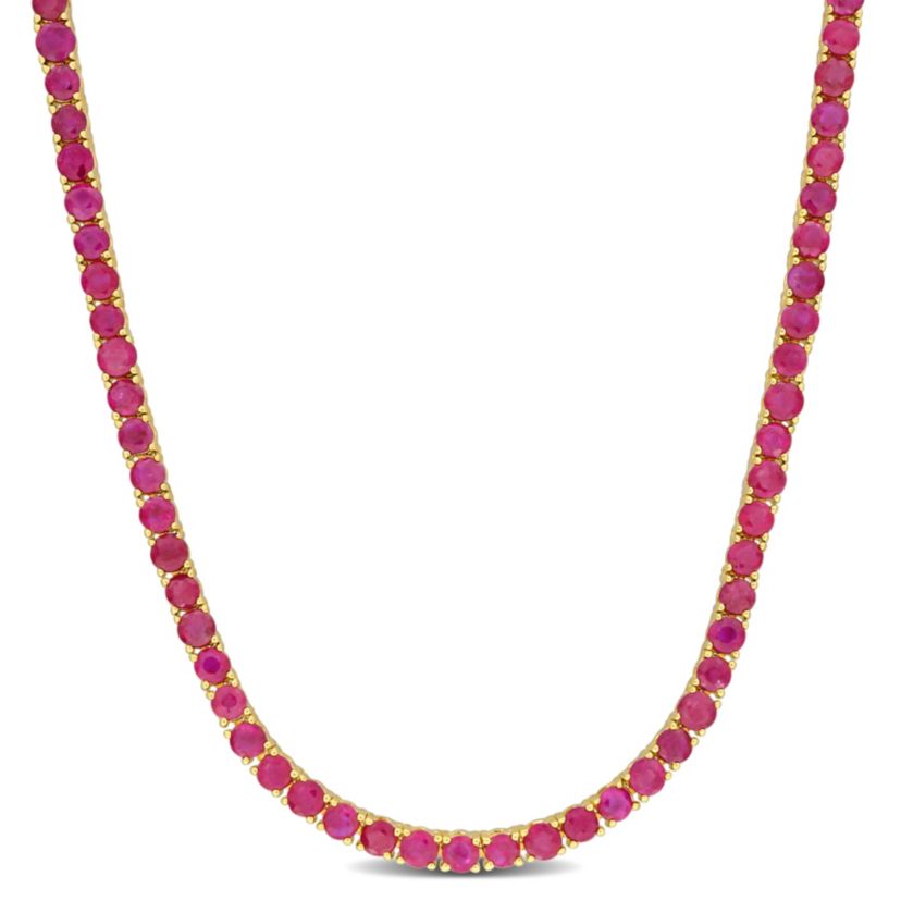 Ruby Tennis Necklace in 14K Yellow Gold