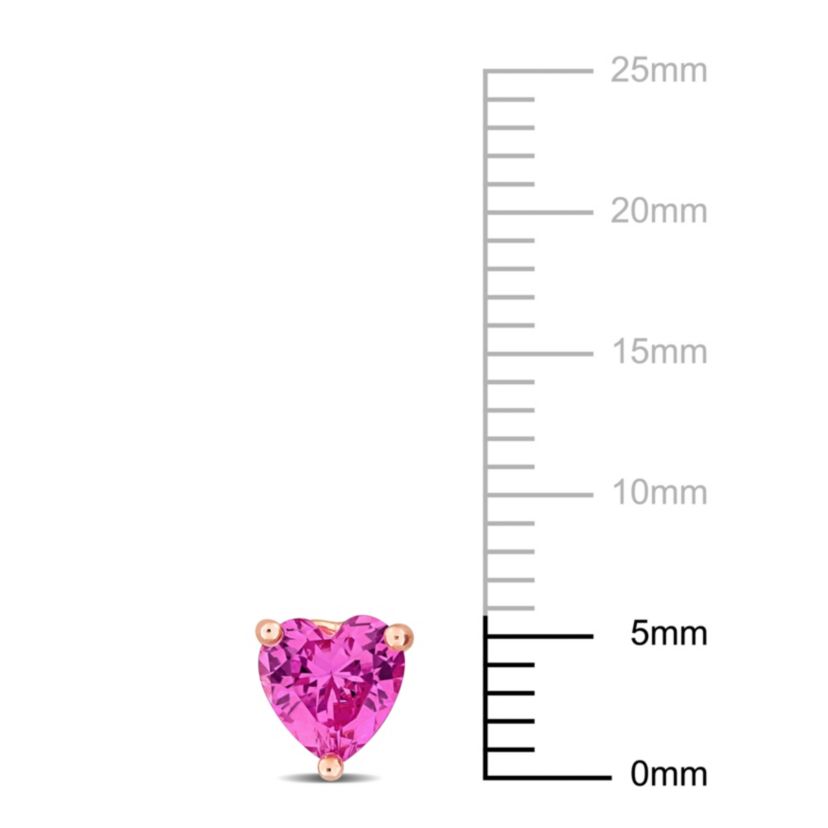 Lab Created Created Pink Sapphire Solitaire Stud Earrings in Rose Plated Sterling Silver