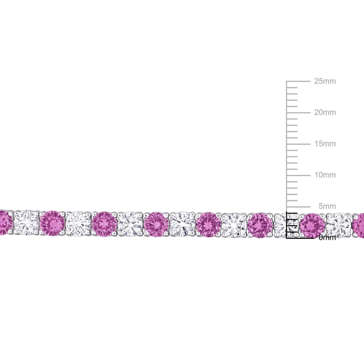 Lab Created Created Pink and White Sapphire Bracelet in Sterling Silver