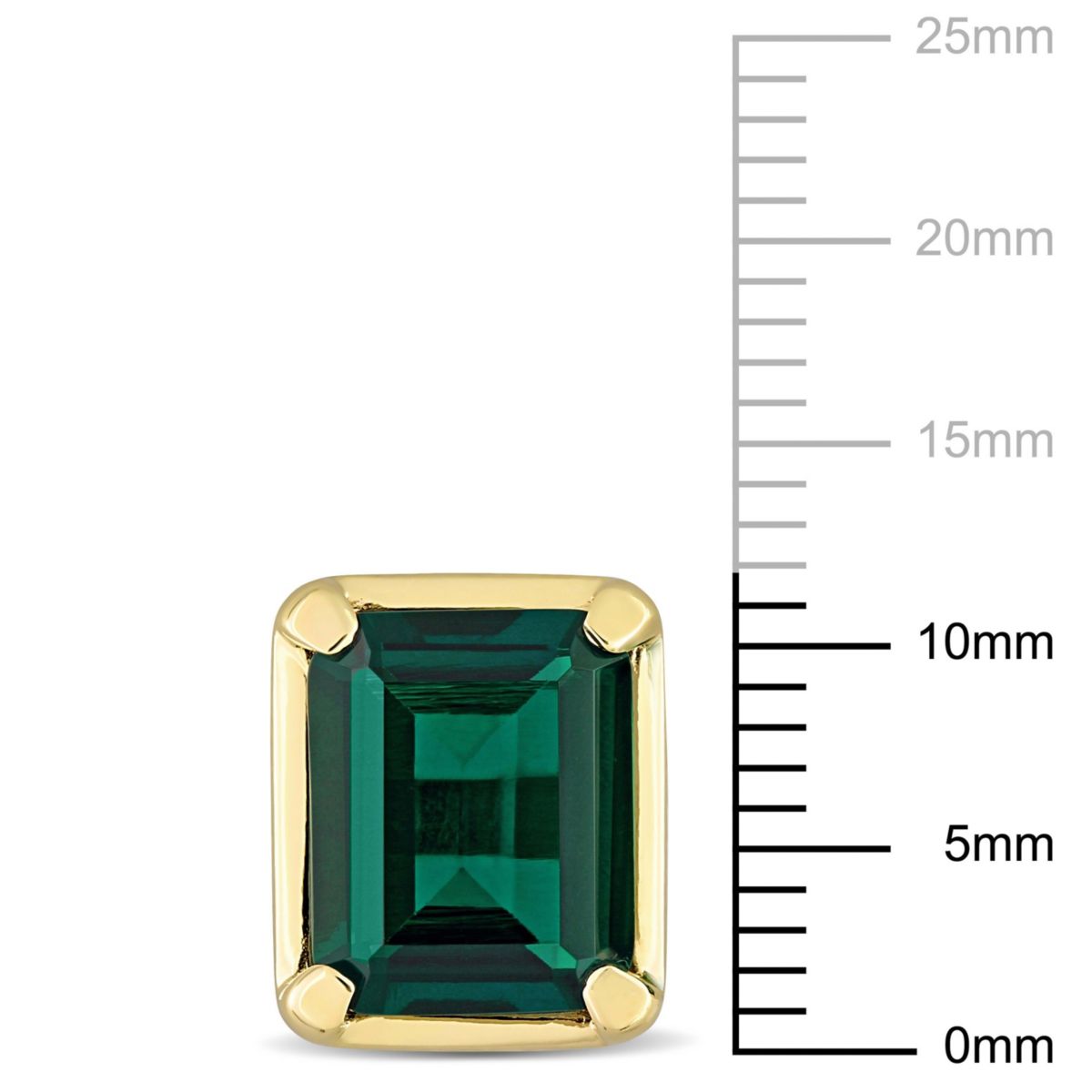 Lab Created Created Emerald Square Stud Earrings in 14K Yellow Gold