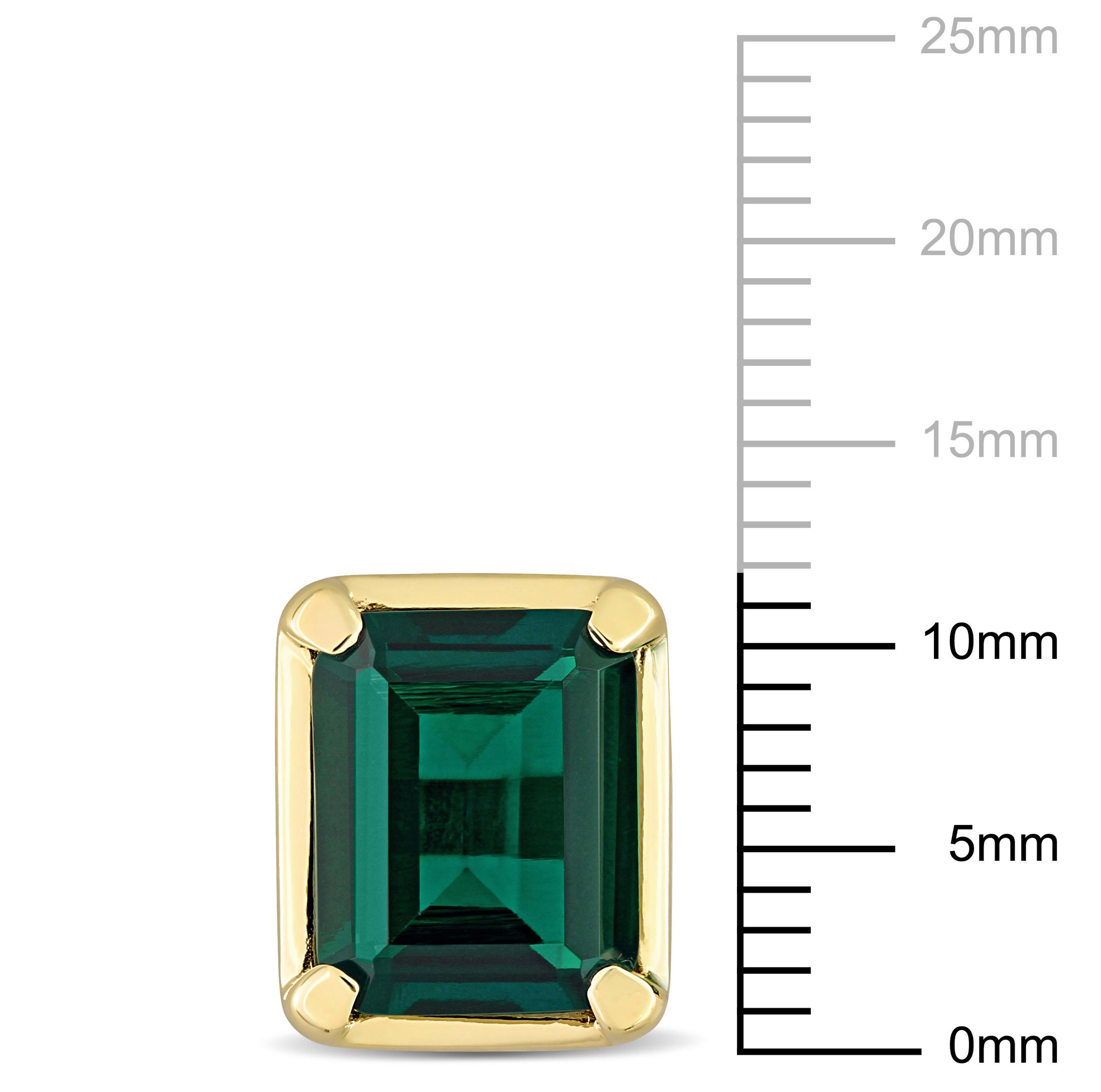 Lab Created Created Emerald Square Stud Earrings in 14K Yellow Gold