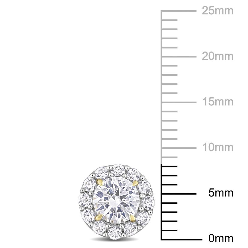 Lab Created Created White Sapphire Halo Stud Earrings in Yellow Plated Sterling Silver