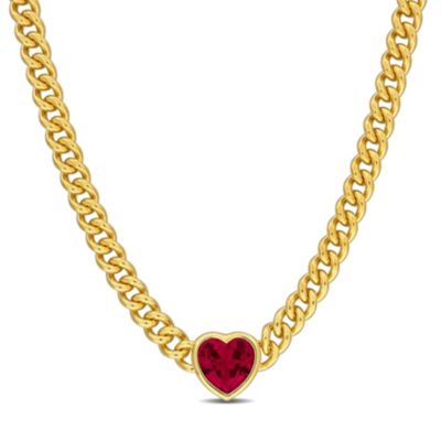 Belk & Co Lab Created Created Ruby Heart Necklace in Yellow Plated Sterling Silver -  5400426BLK011644