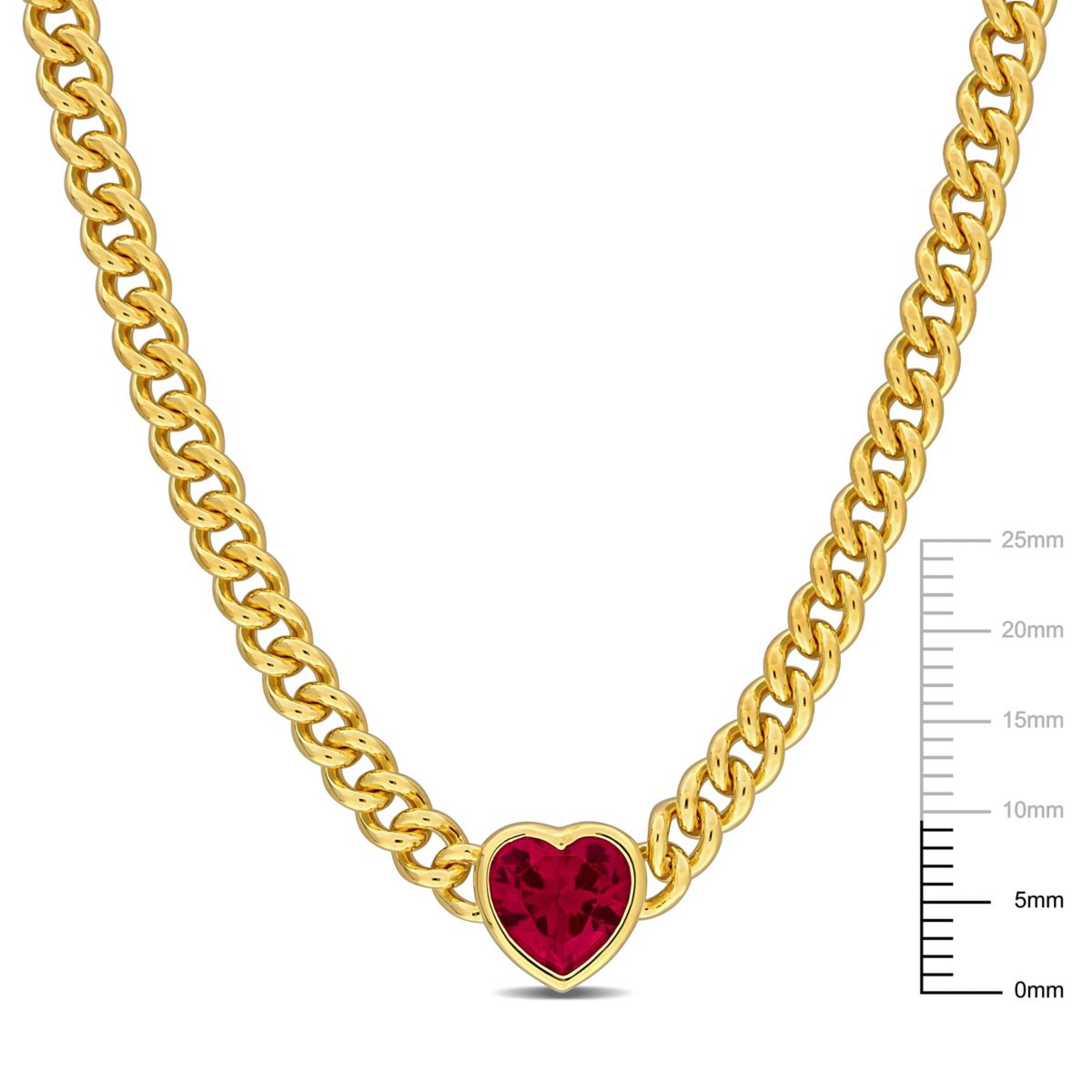 Lab Created Created Ruby Heart Necklace in Yellow Plated Sterling Silver