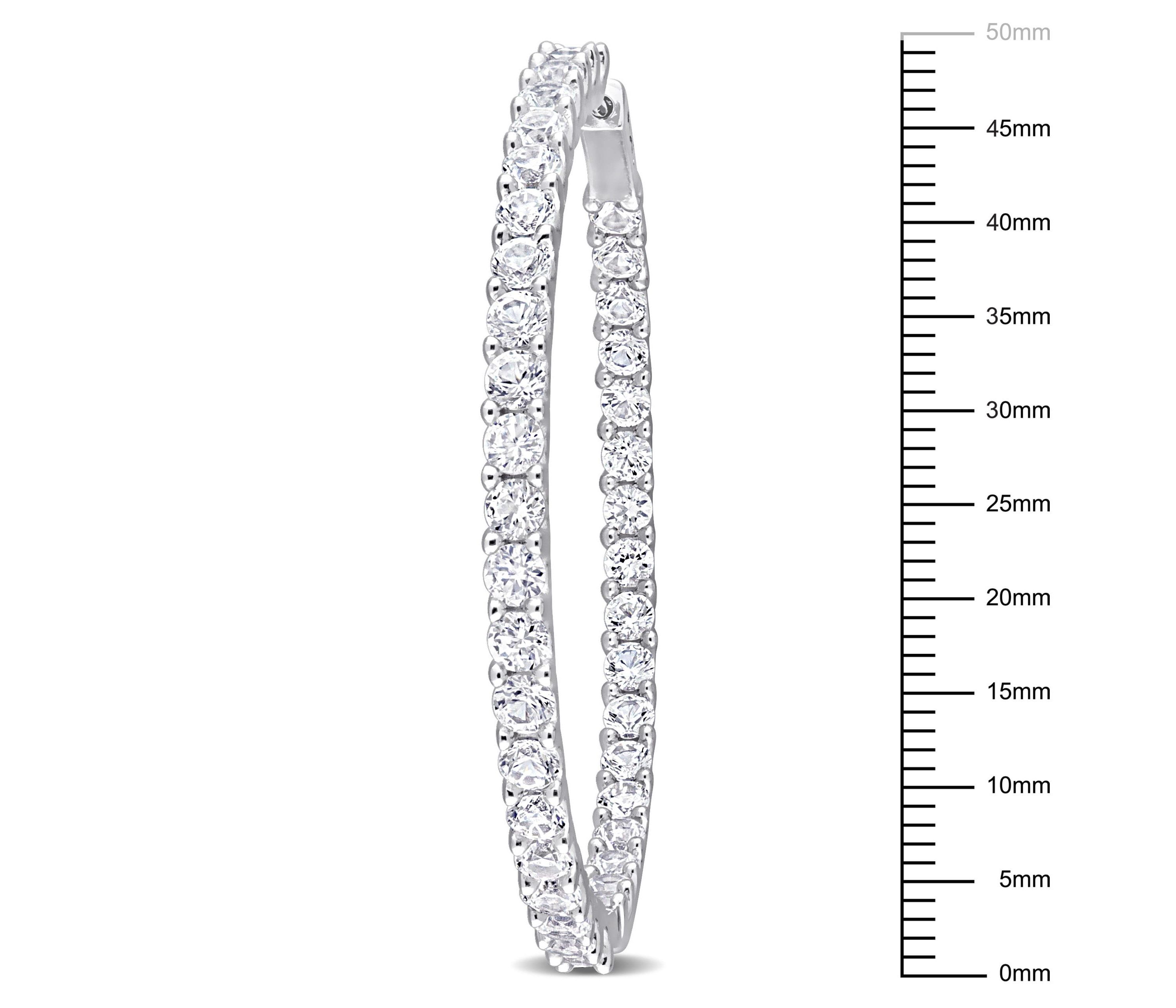 Lab Created Created White Sapphire Hoop Earrings in Sterling Silver