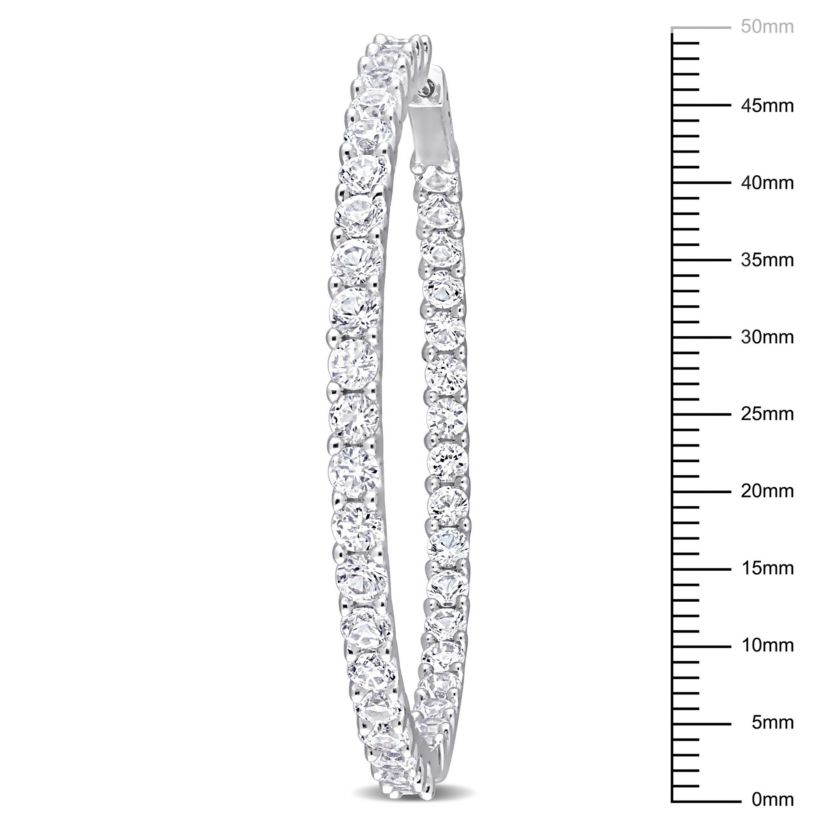 Lab Created Created White Sapphire Hoop Earrings in Sterling Silver