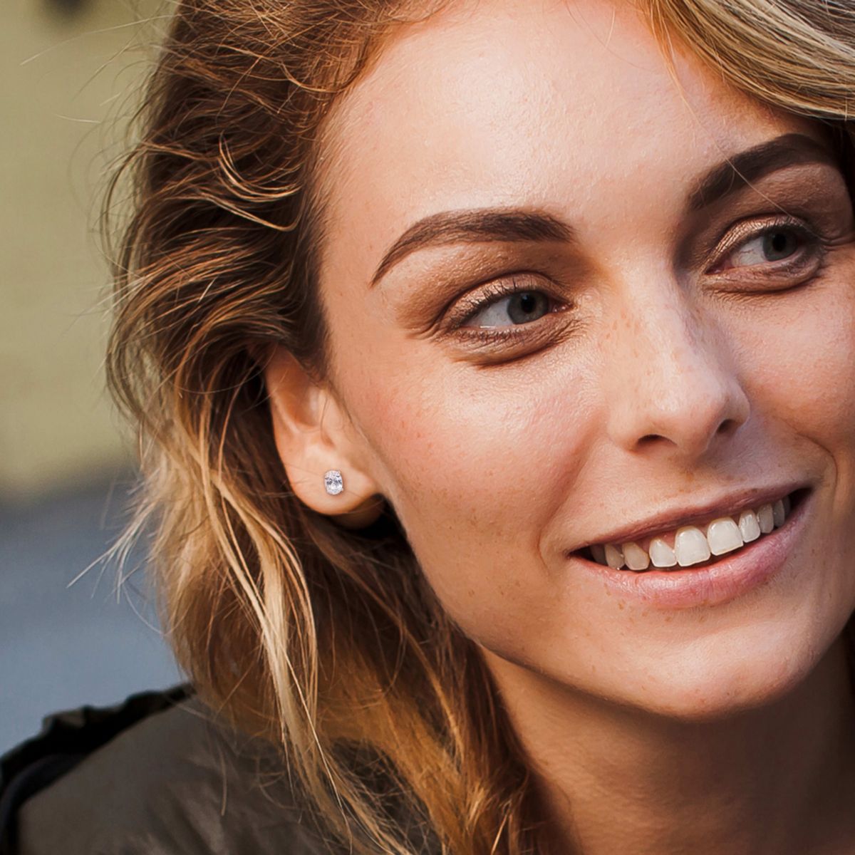 Lab Created Created White Sapphire Stud Earrings in Sterling Silver