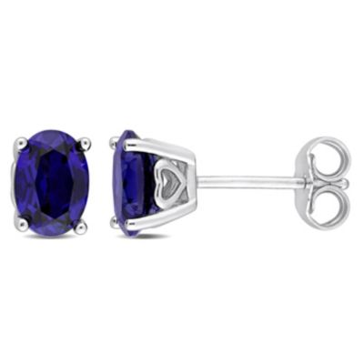 Belk & Co Lab Created Blue Sapphire Stud Earrings in Sterling Silver