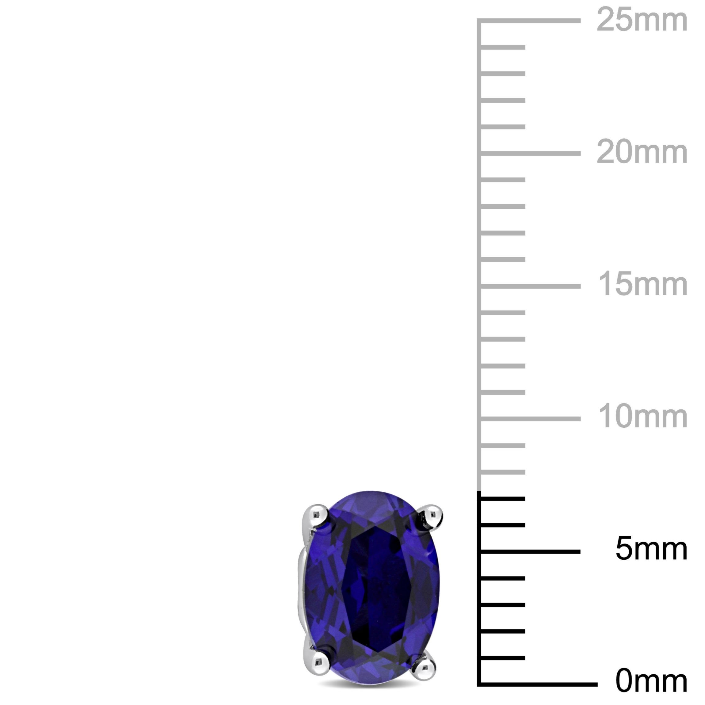 Lab Created Created Blue Sapphire Stud Earrings in Sterling Silver