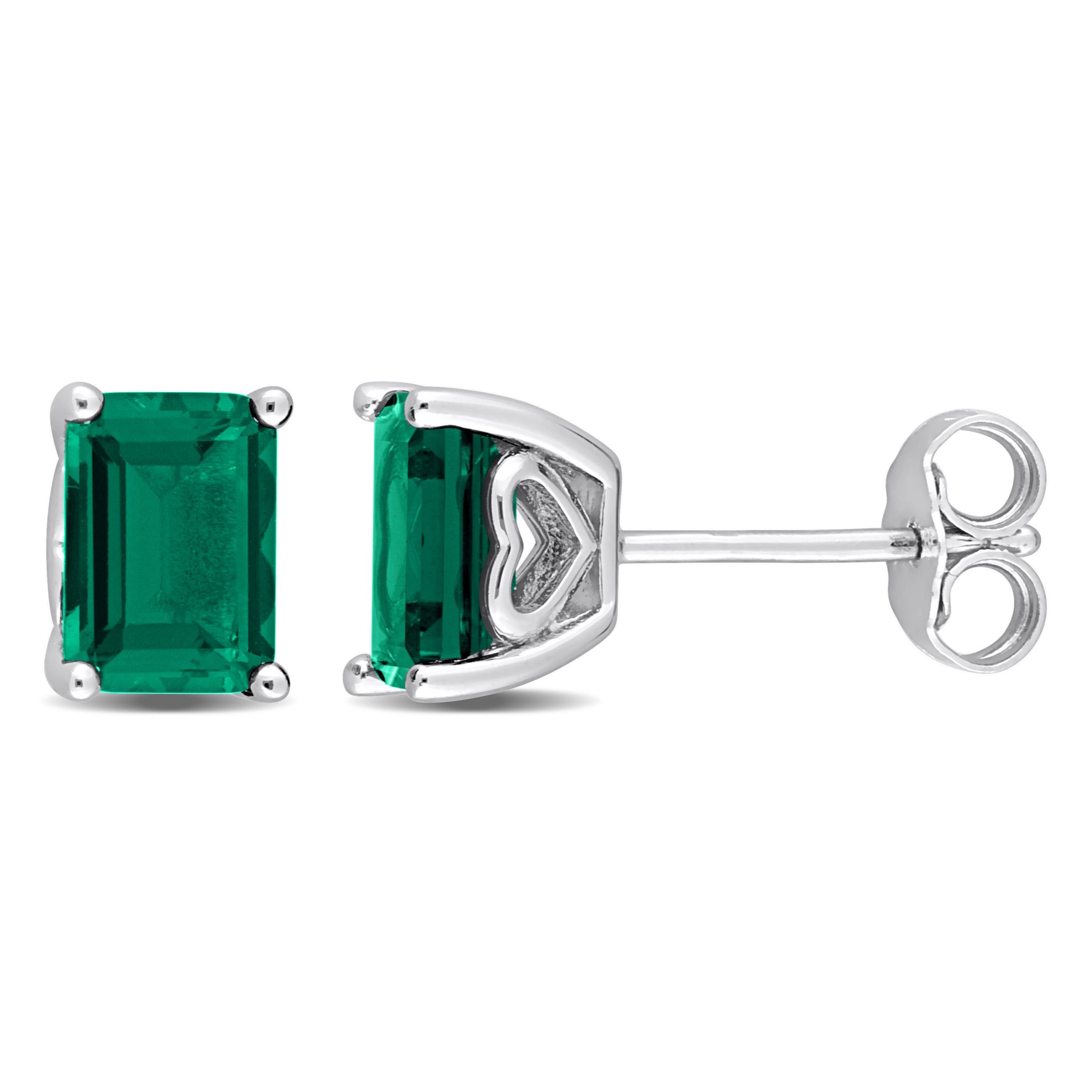 Lab Created Created Emerald Stud Earrings in Sterling Silver
