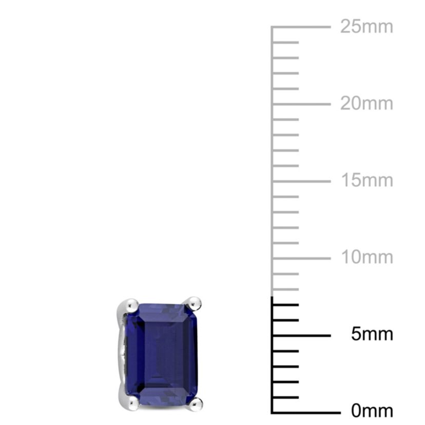 Lab Created Created Blue Sapphire Stud Earrings in Sterling Silver