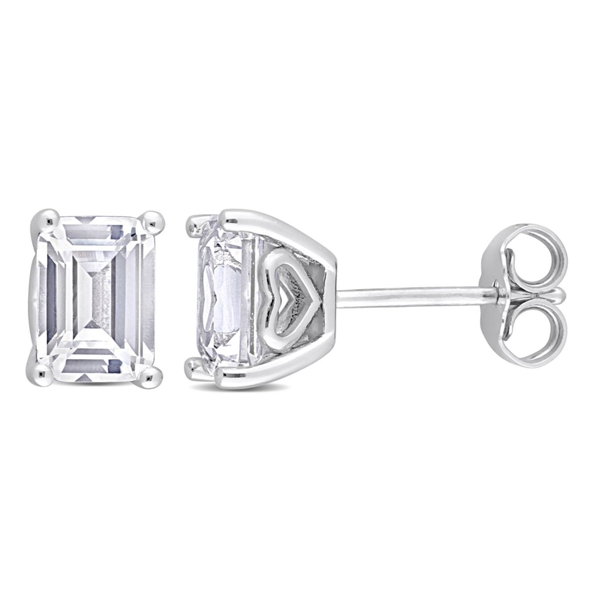 Lab Created Created White Sapphire Stud Earrings in Sterling Silver