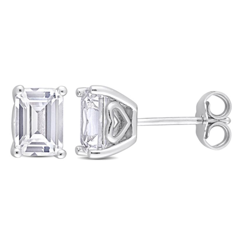 Lab Created Created White Sapphire Stud Earrings in Sterling Silver
