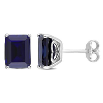 Belk & Co Lab Created Blue Sapphire Stud Earrings in Sterling Silver