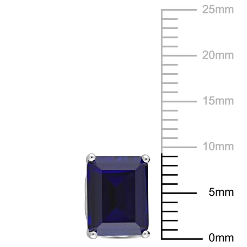 Lab Created Created Blue Sapphire Stud Earrings in Sterling Silver