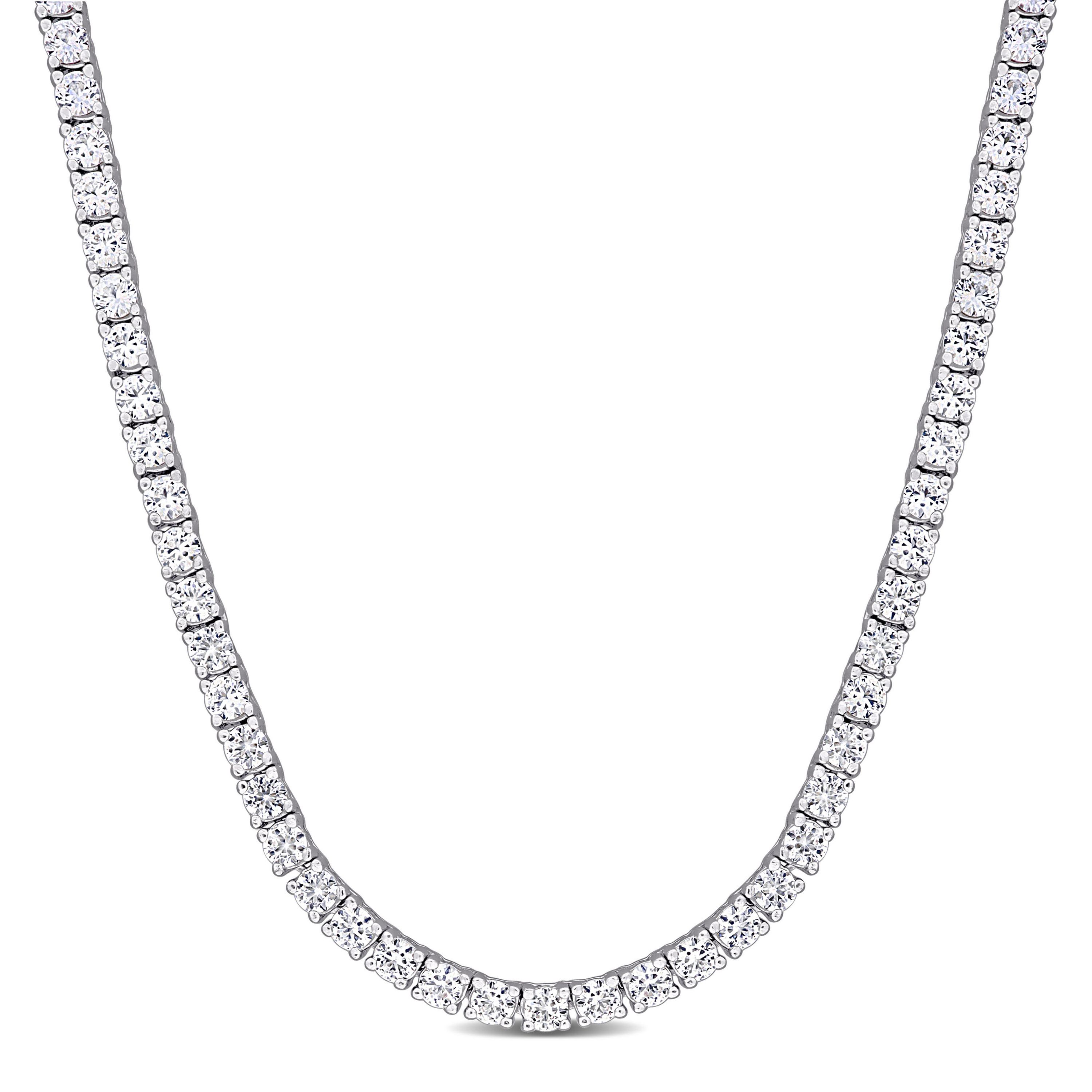 Lab Created Created White Sapphire Tennis Necklace in Sterling Silver
