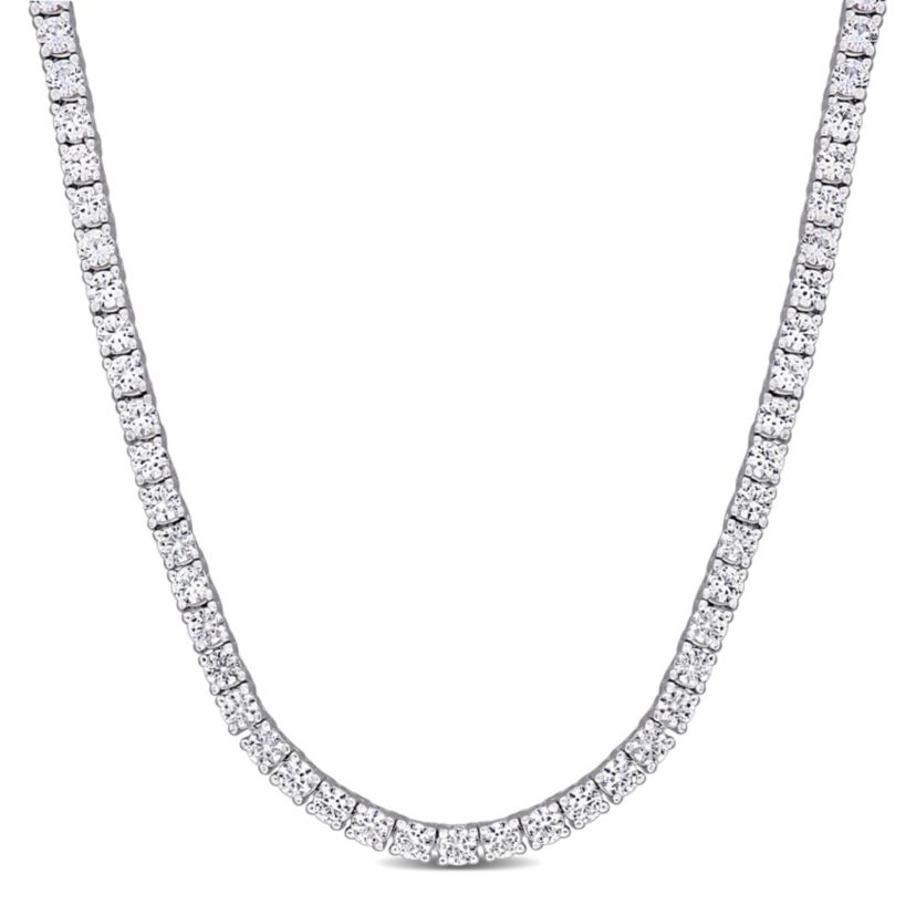 Lab Created Created White Sapphire Tennis Necklace in Sterling Silver
