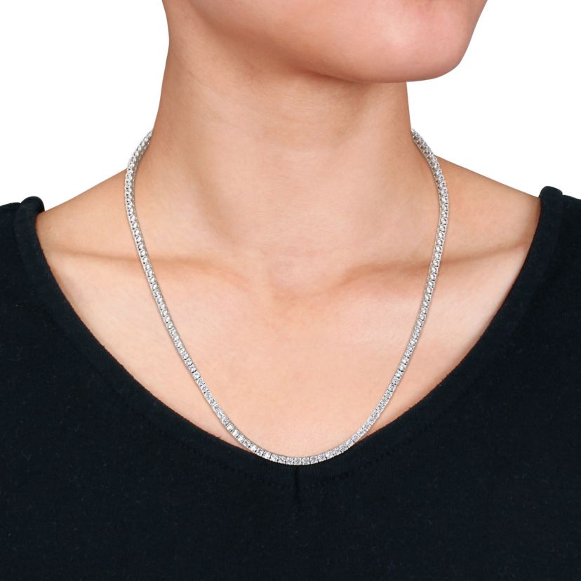 Lab Created Created White Sapphire Tennis Necklace in Sterling Silver