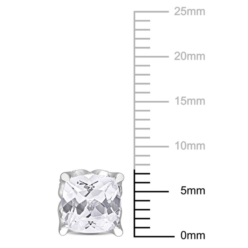 Lab Created Created White Sapphire and Diamond Accent Solitaire Earrings in 10K White Gold