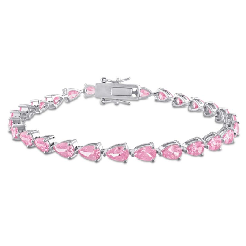 Lab Created Created Pink Sapphire Classic Tennis Bracelet in Sterling Silver