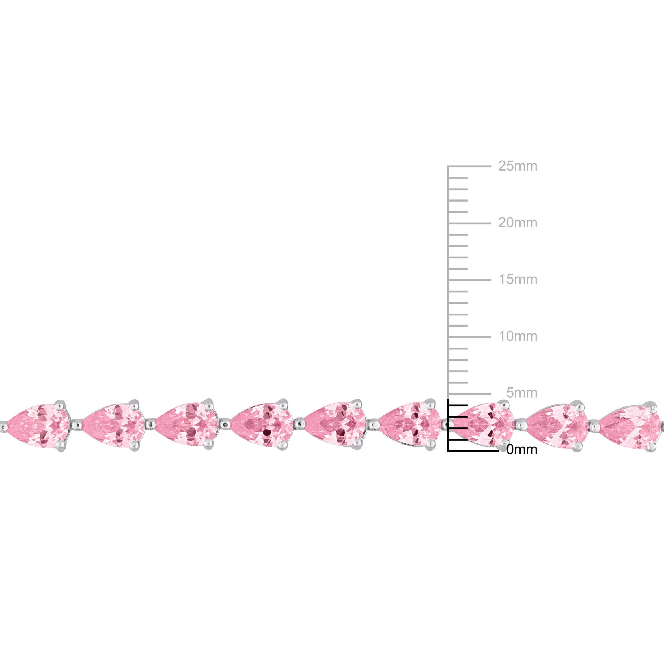 Lab Created Created Pink Sapphire Classic Tennis Bracelet in Sterling Silver