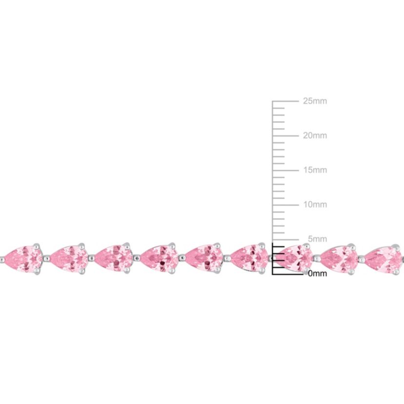 Lab Created Created Pink Sapphire Classic Tennis Bracelet in Sterling Silver