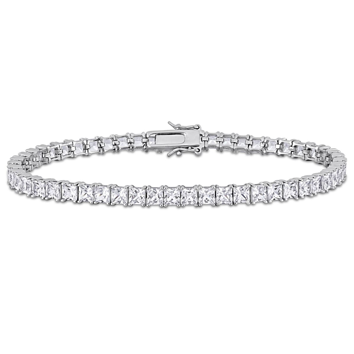 Lab Created Created White Sapphire Tennis Bracelet in Sterling Silver