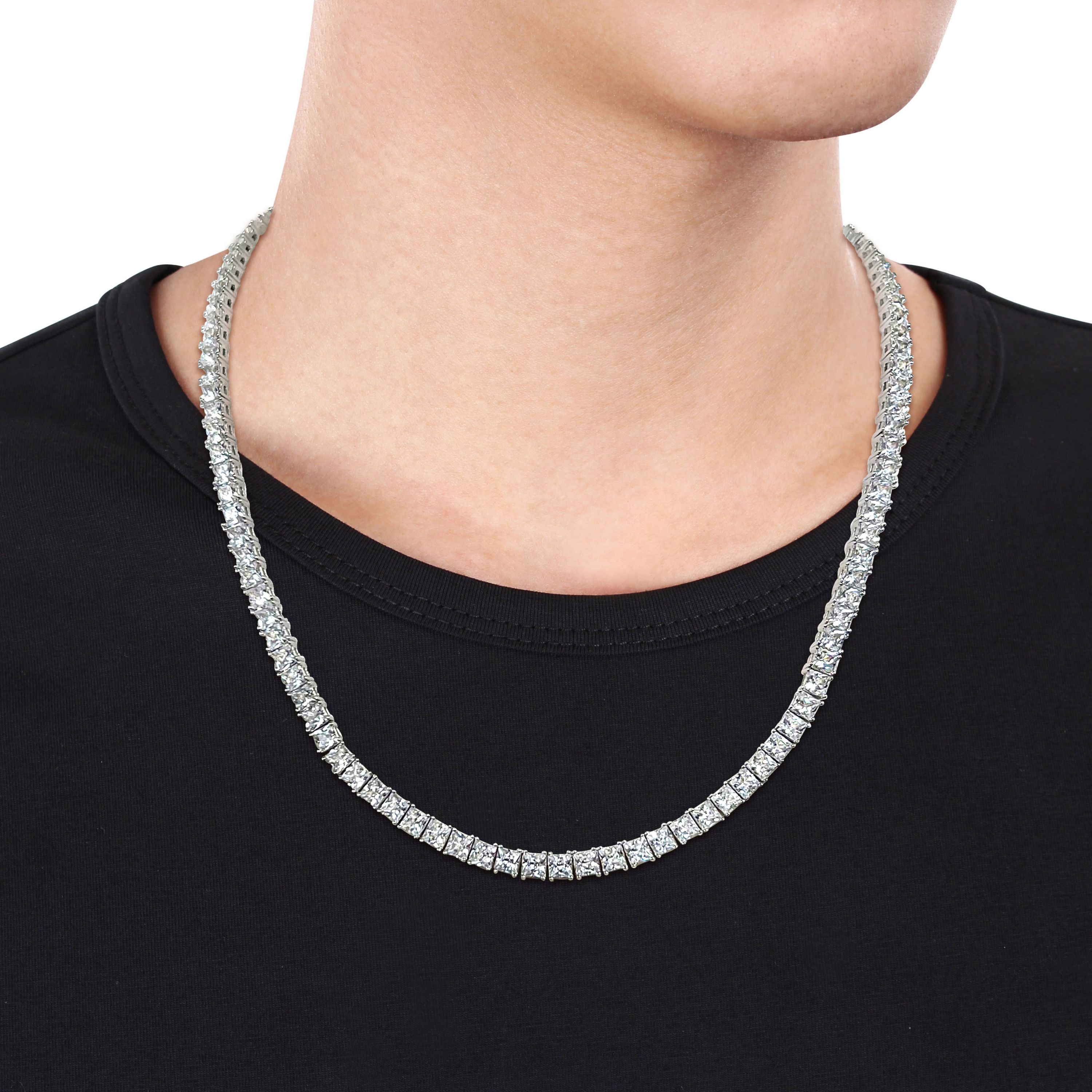 Lab Created Created White Sapphire Necklace in Sterling Silver
