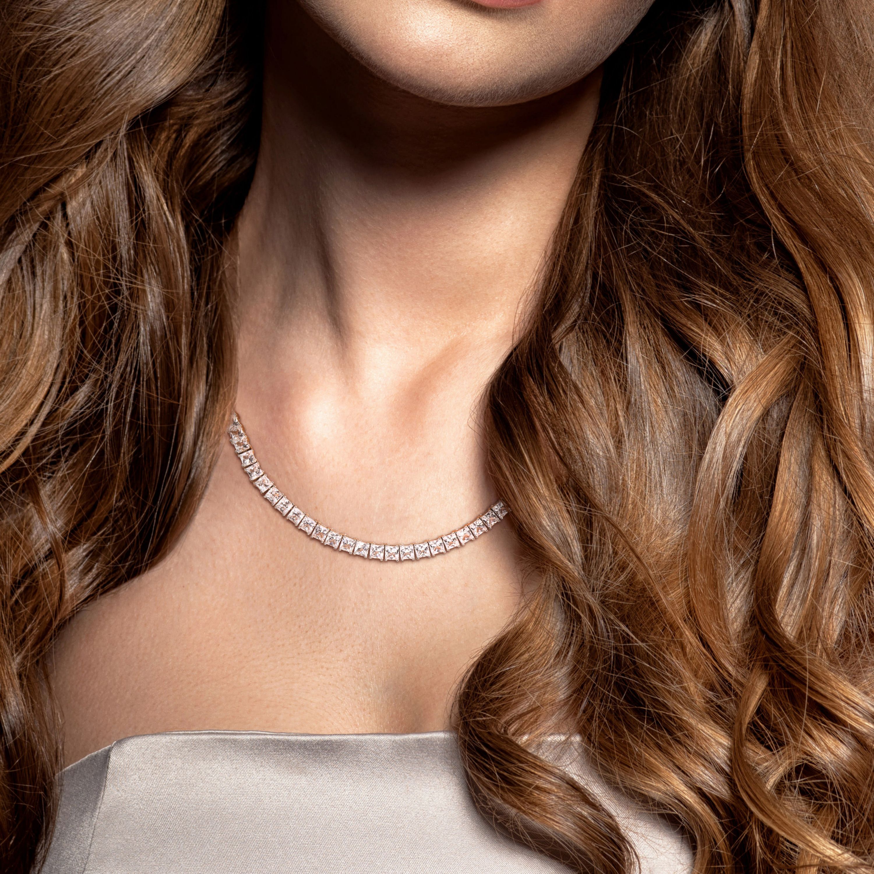Lab Created Created White Sapphire Necklace in Sterling Silver