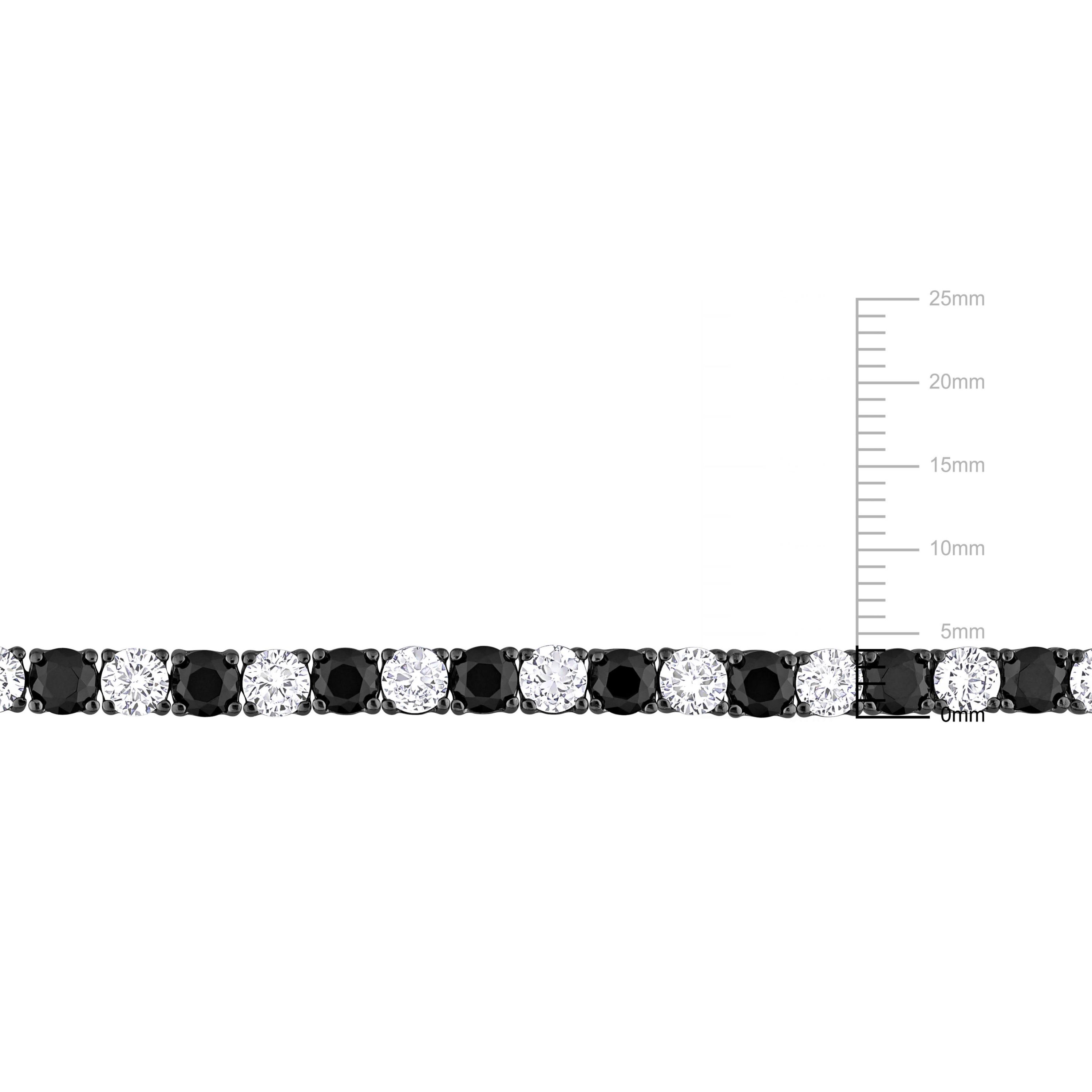 Lab Created Created White and Black Sapphire Tennis Bracelet in Black Rhodium Sterling Silver