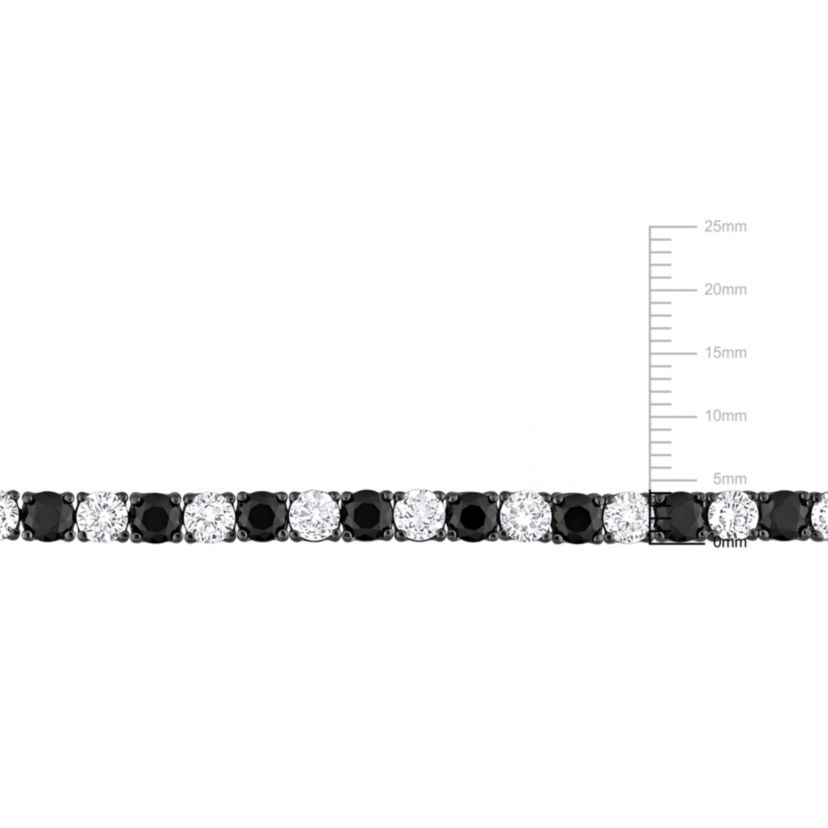 Lab Created Created White and Black Sapphire Tennis Bracelet in Black Rhodium Sterling Silver