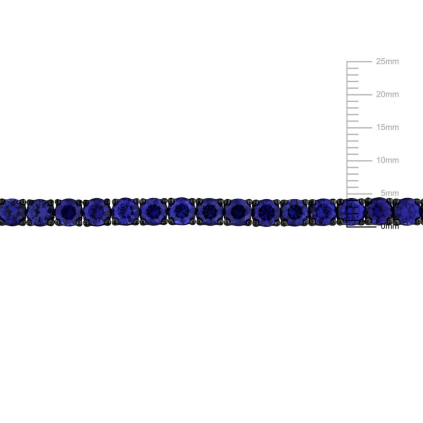 Lab Created Created Blue Sapphire Tennis Bracelet in Black Rhodium Sterling Silver