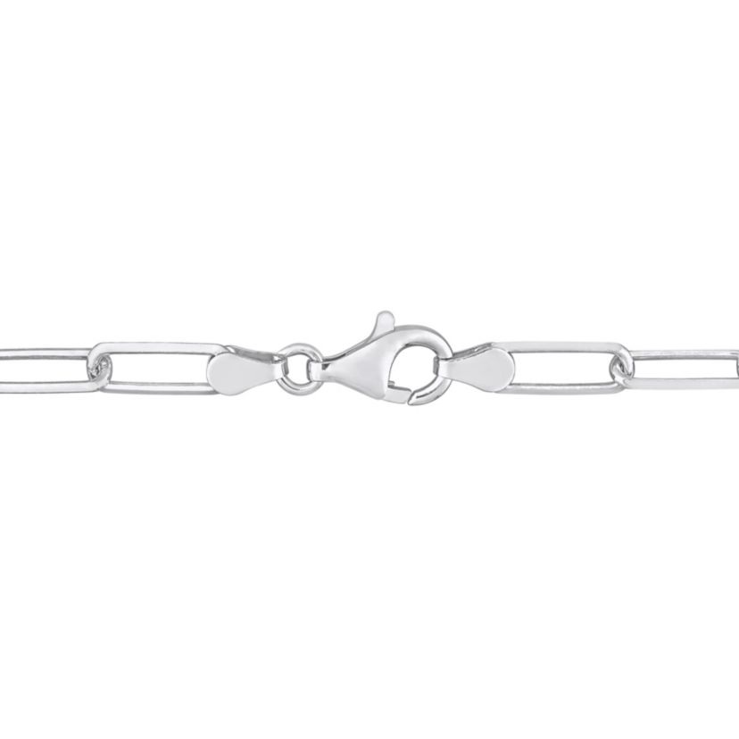 Lab Created Created Ruby and Created White Sapphire Oval Link Bracelet in Sterling Silver