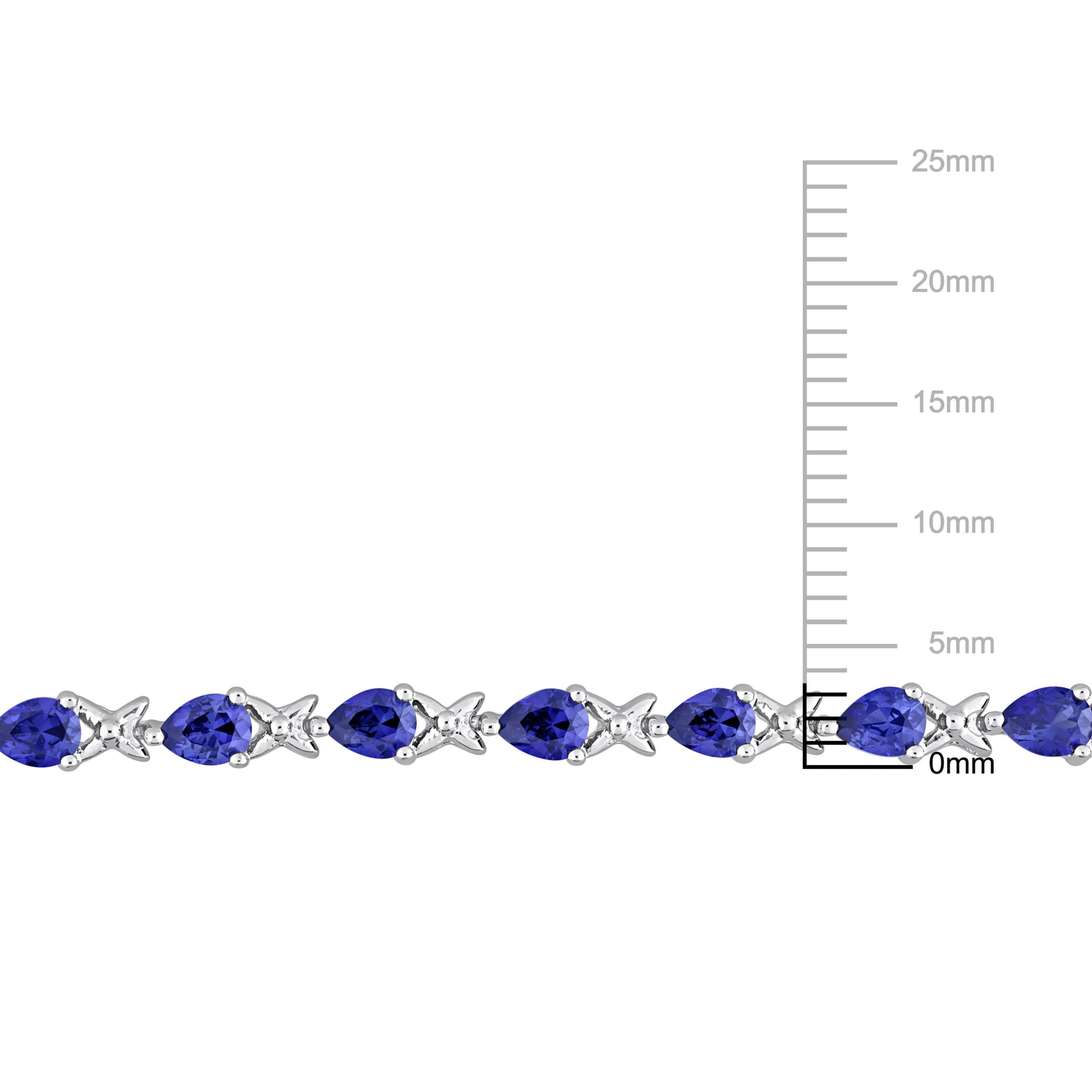Lab Created Created Blue Sapphire "X" Link Bracelet in Sterling Silver