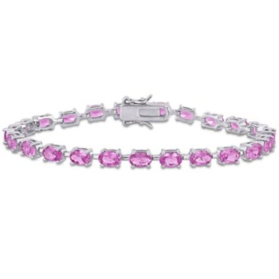 Belk & Co Lab Created Pink Sapphire Tennis Bracelet in Sterling Silver