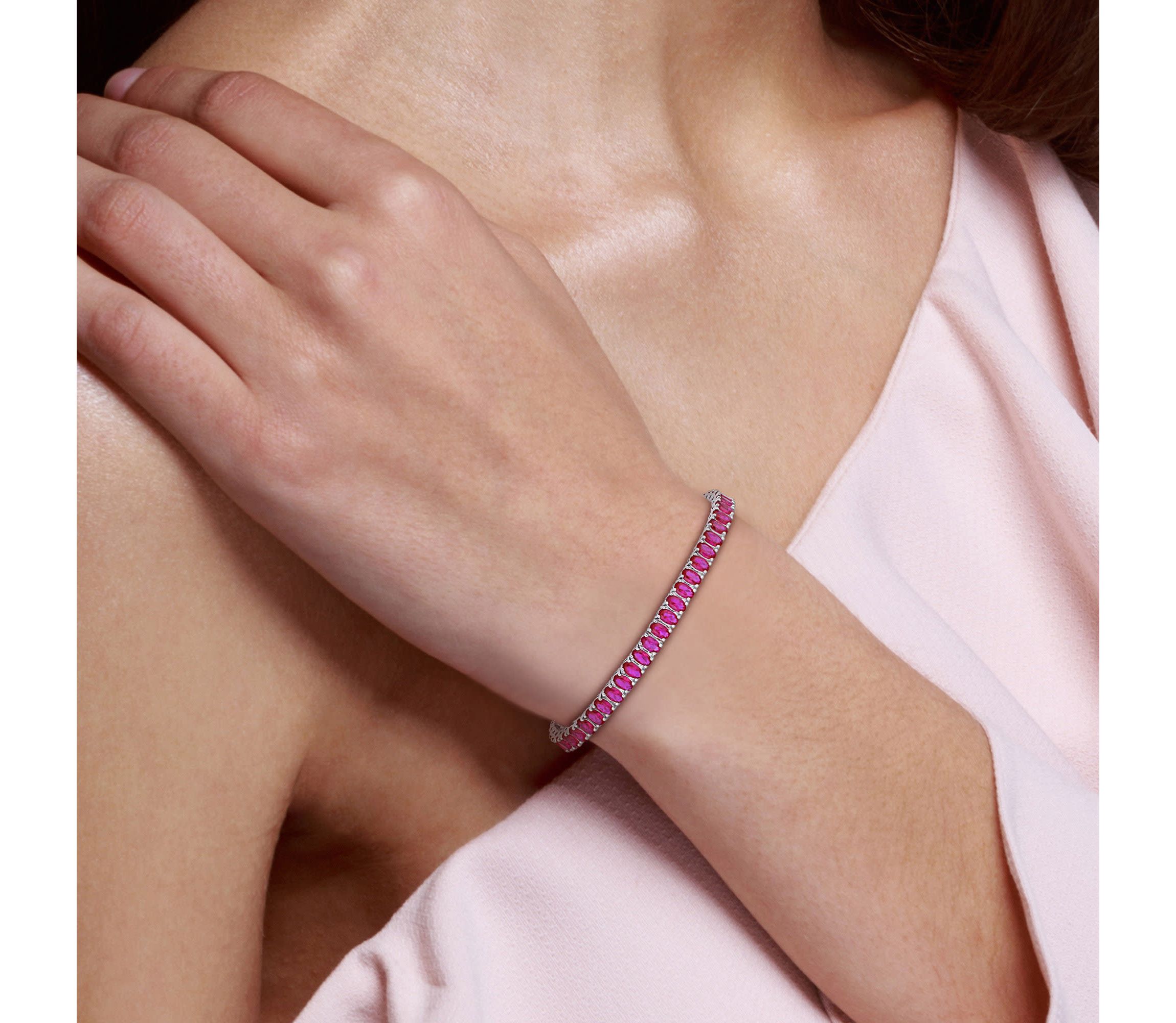 Lab Created Created Ruby Tennis Bracelet in Sterling Silver
