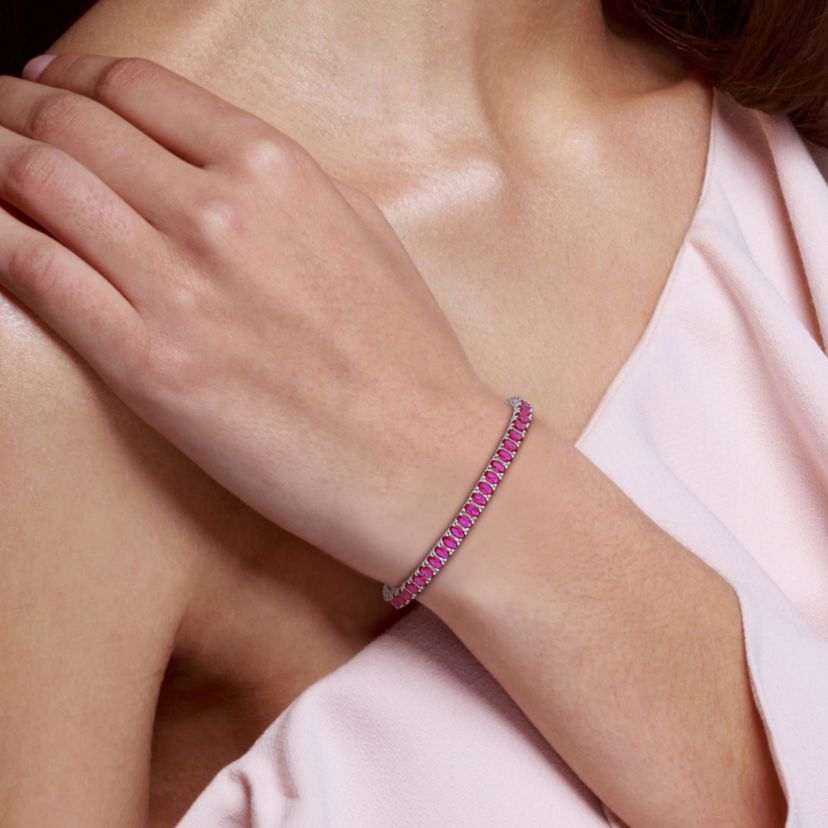 Lab Created Created Ruby Tennis Bracelet in Sterling Silver