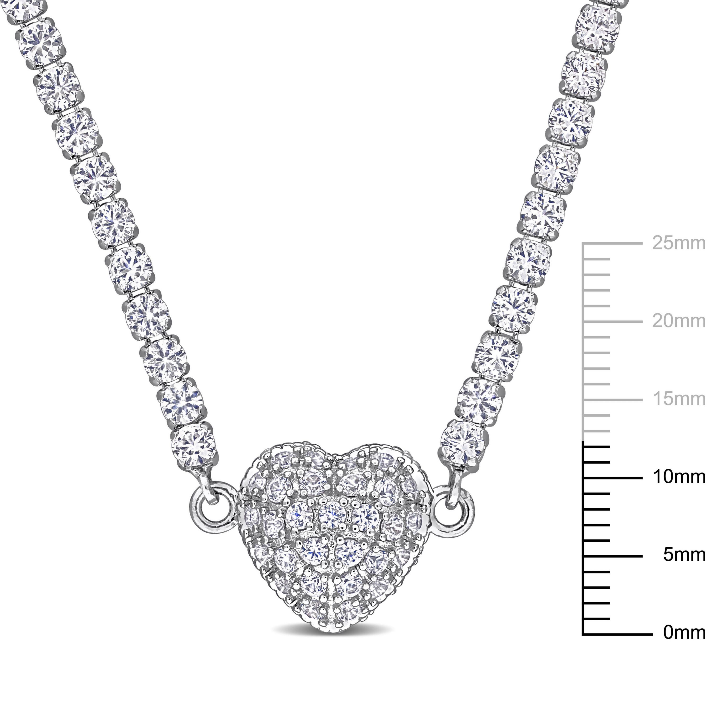 Lab Created Created White Sapphire Heart Necklace in Sterling Silver